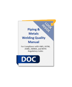 Piping and Metals Fabrication Quality Manual - no field installation